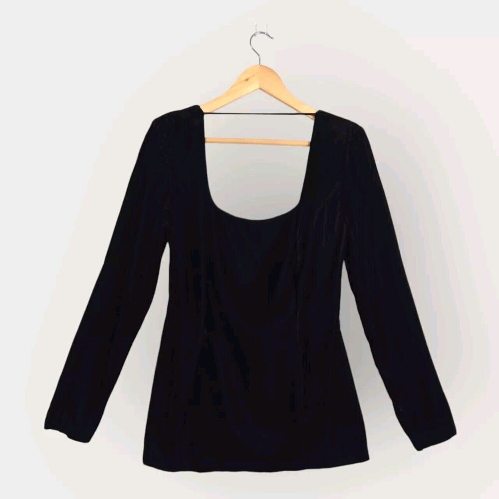 VTG Velvet Top Vtg Sz 7/8 Black Low Back Satin Bow Formal Goth M